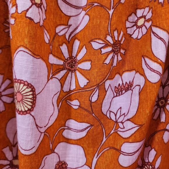 Freee People Miss Daisy floral printed ruffle smock blouse woman's size medium - Picture 13 of 13